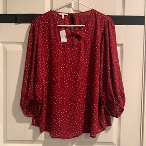 Red polka dot blouse